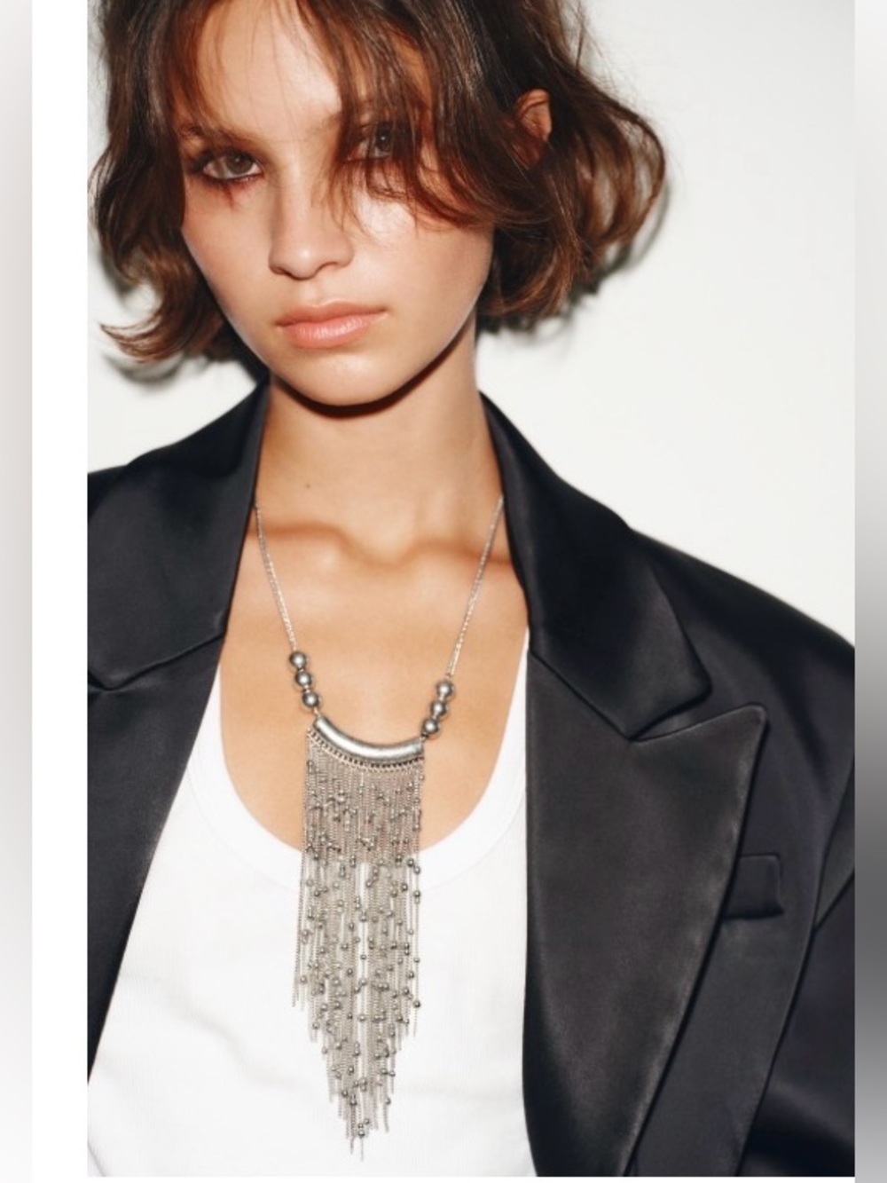 🔥🔥Zara Silver Fringe Statement Necklace
